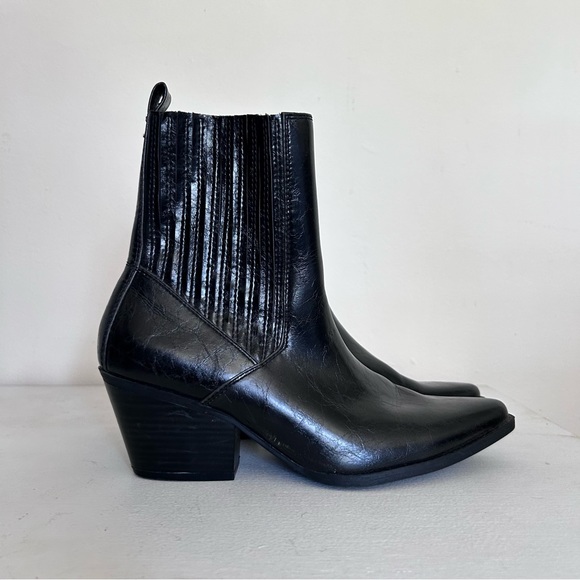 SEVEN DIALS Qiana Black Faux Leather Western Ankle Bootie 8.5 - Picture 4 of 9